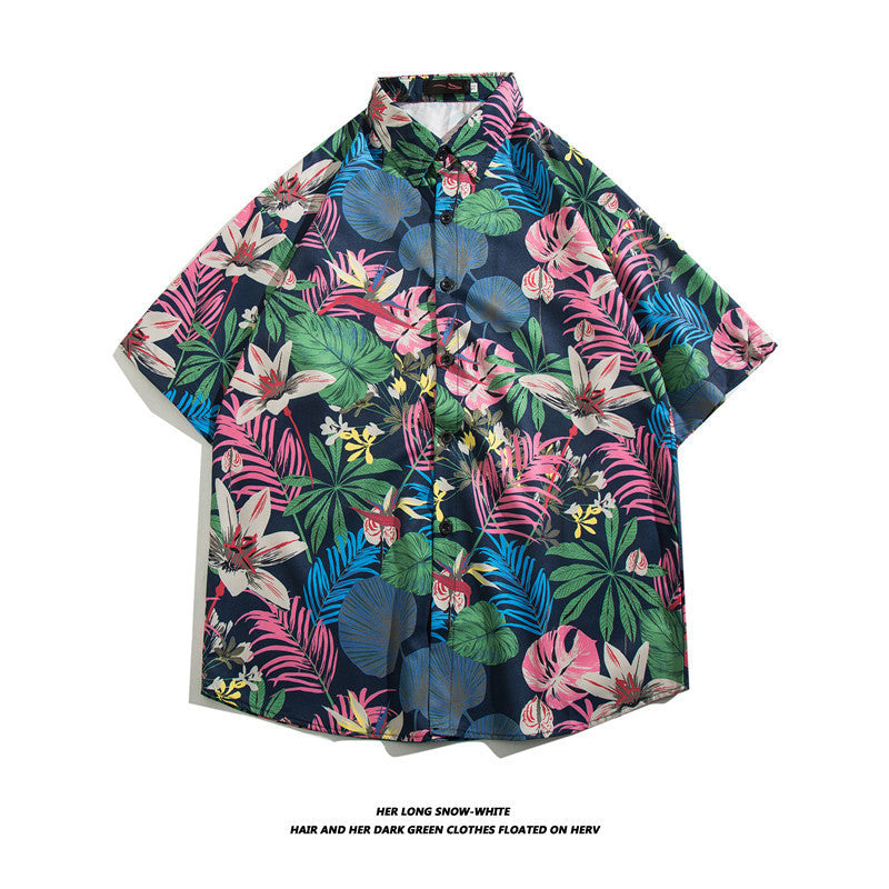 Hawaiian Ice Silk Short Sleeve Shirt Men