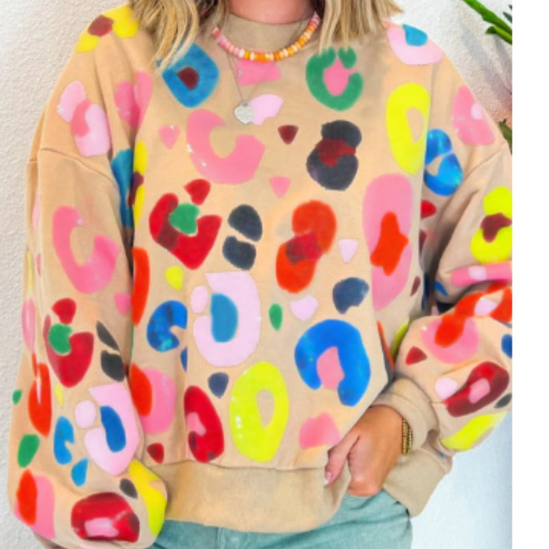 WildCozy Leopard Crew Sweatshirt