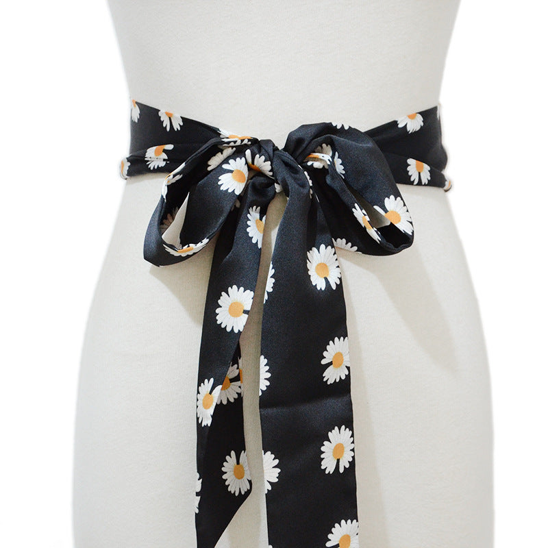 Women's Silk Little Daisy Lace Bow Decoration Silk Belt