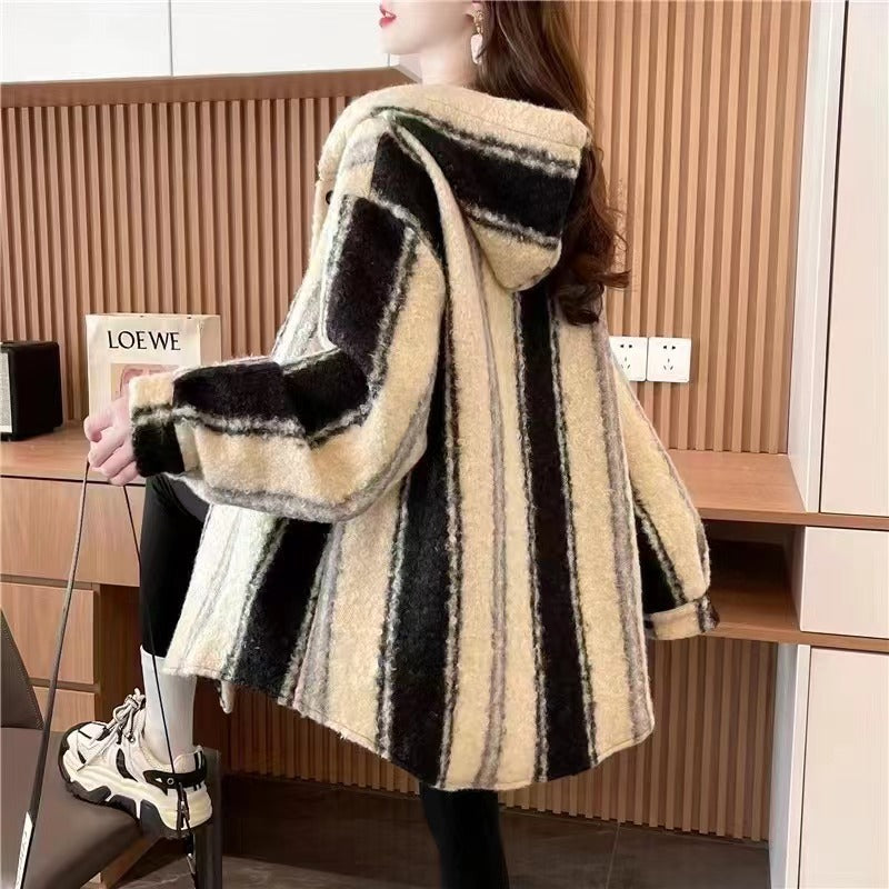 Seoul Stride Striped Woolen Coat