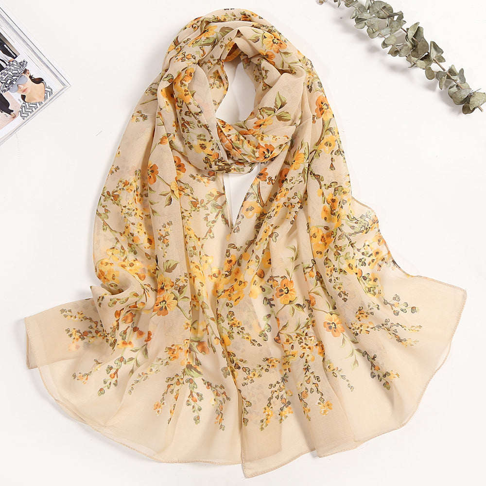 Summer Sunscreen Simulation Silk Beach Towel All-match Scarf