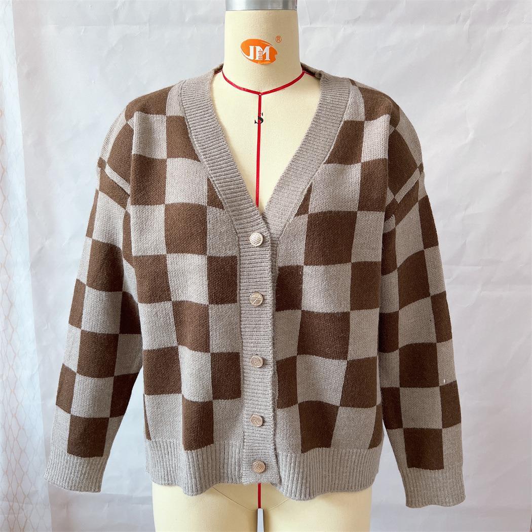PlaidAura Contrast Sweater