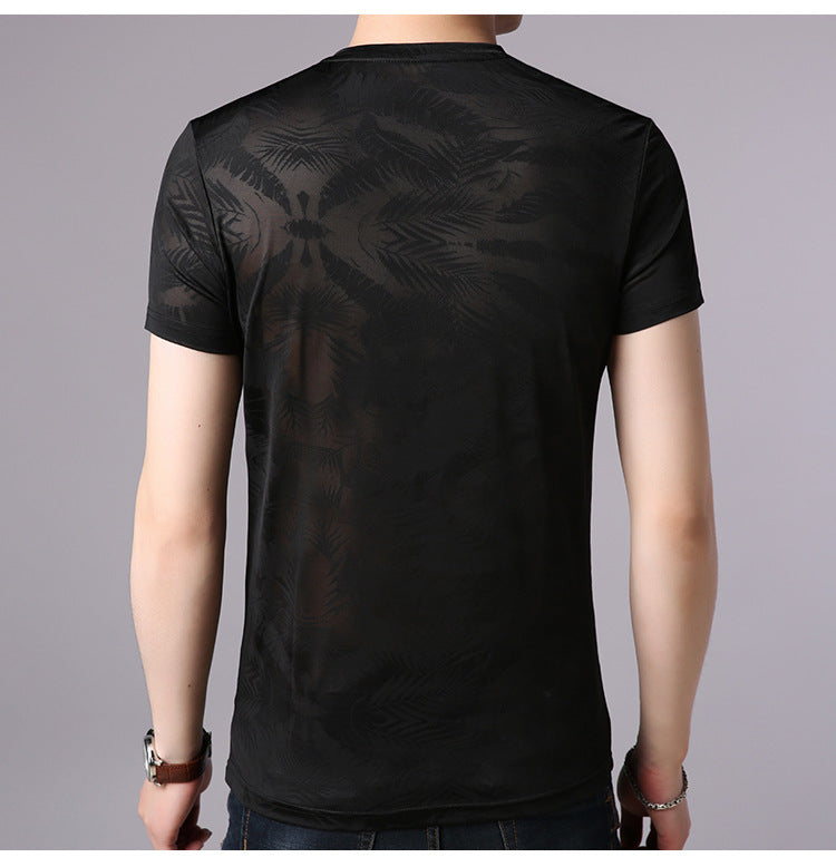 Men's ice silk short sleeve T-shirt