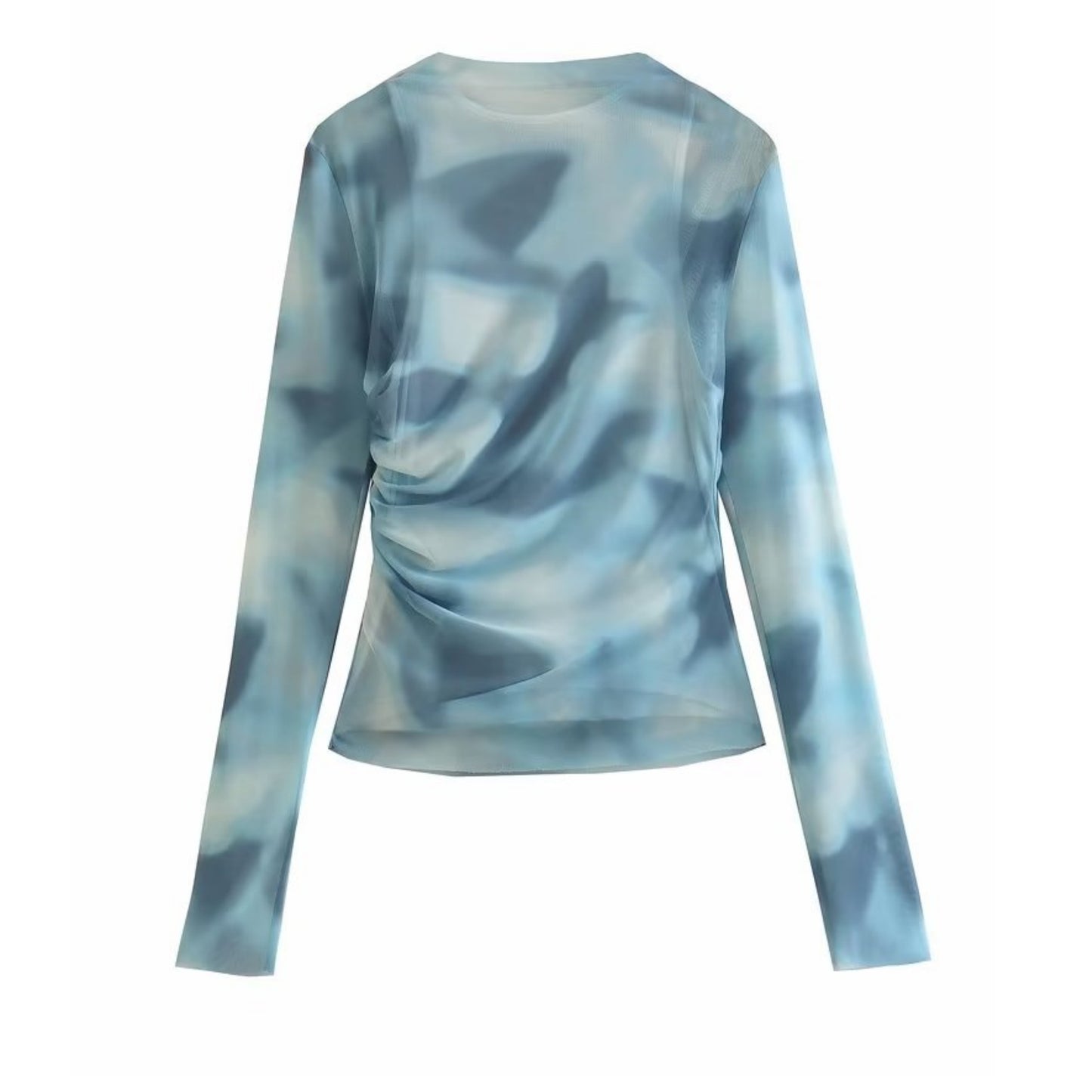 Women's Round Neck Long-sleeved Silk Top