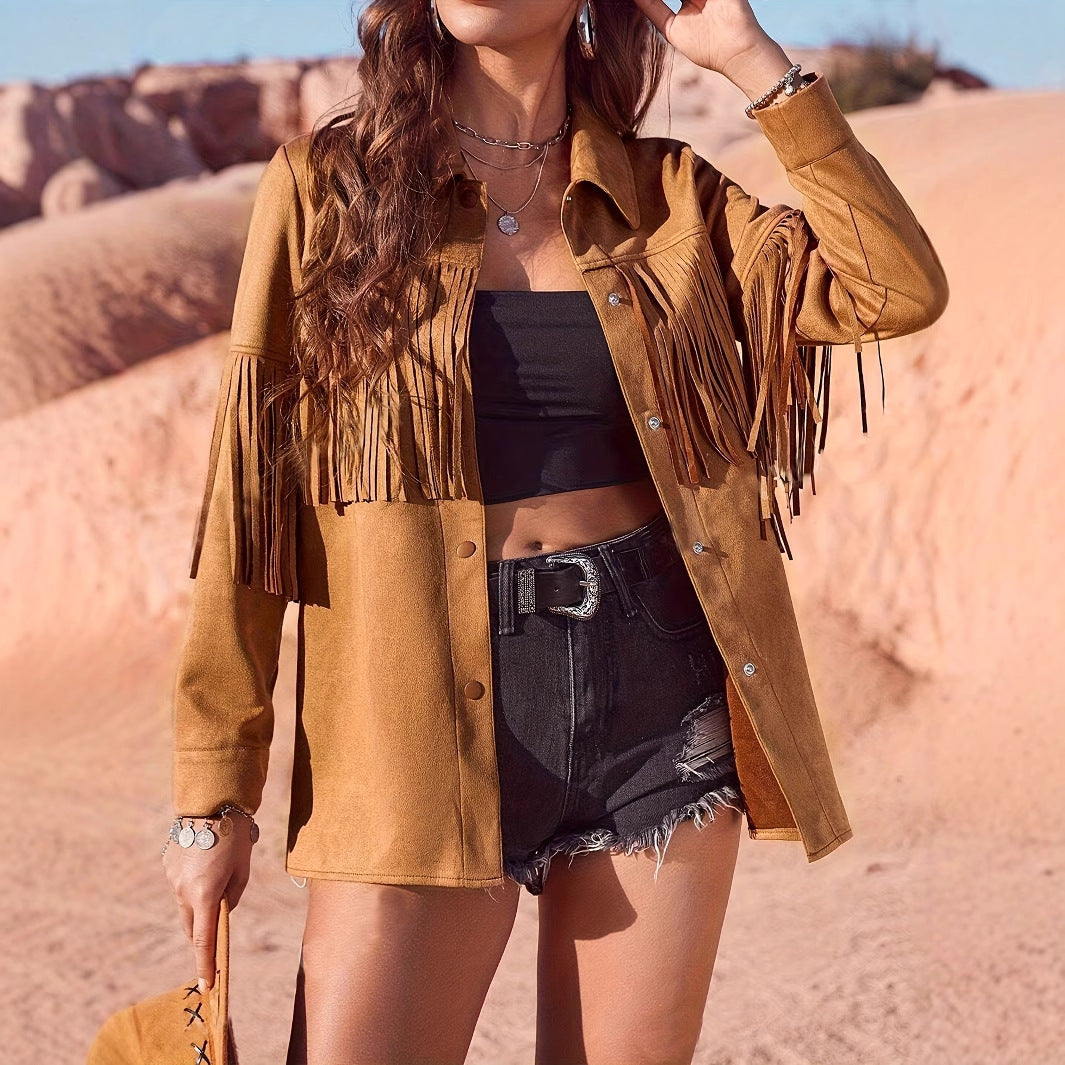 PrairieMuse Suede Fringe Jacket