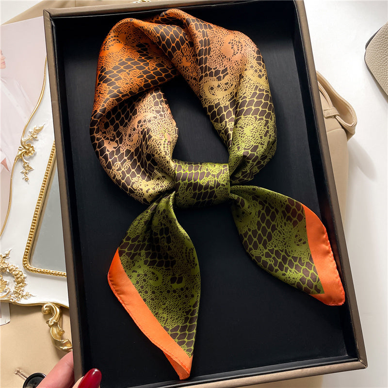 Silk Square Scarf Women's Neck Warmer Women's Hair Band