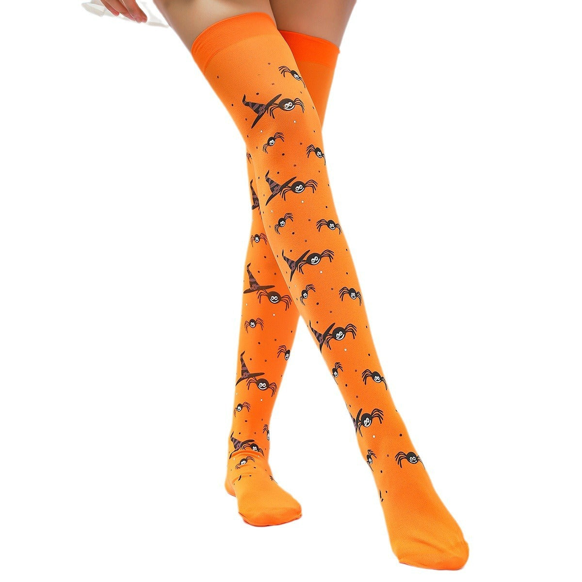 Black Silk Screen Foot Knee Socks