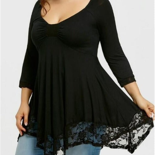 Loose Milk Silk Women's Lace Stitching Dress
