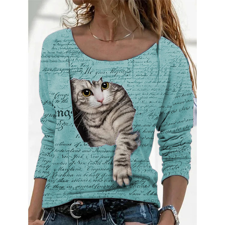 Women's Animal Pattern Long Sleeve T-shirt Women's Undercoat