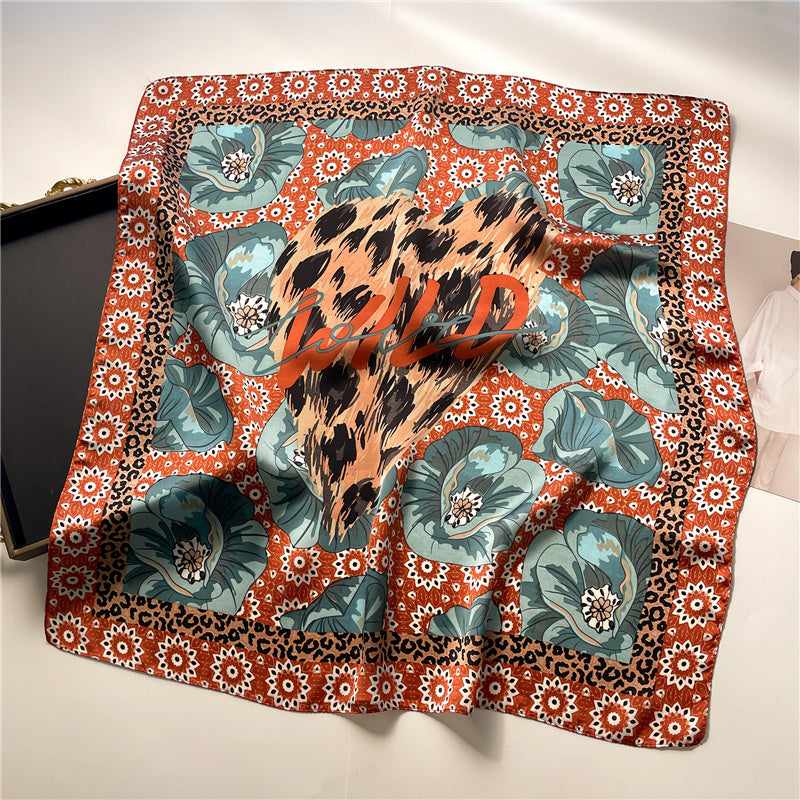 Silk Square Scarf Women's Neck Warmer Women's Hair Band