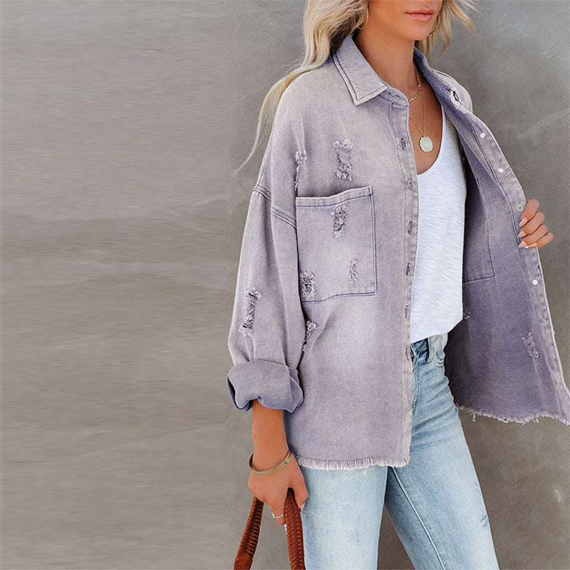 UrbanEdge Retro Ripped Denim Coat