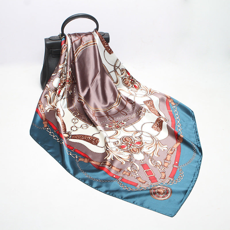 Fashion Retro Women's Printed Silk Square Scarf