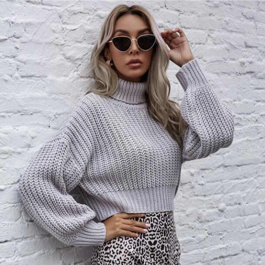 FrostEdge Crop Turtleneck