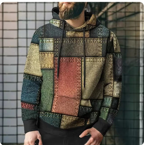 PlaidFusion Hooded Sweatshirt