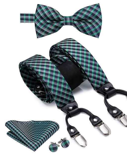 Luxury Silk Men's Sling Leather Metal 6-clip Bra