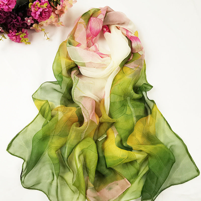 Summer Women's Sunscreen Long Silk Scarf