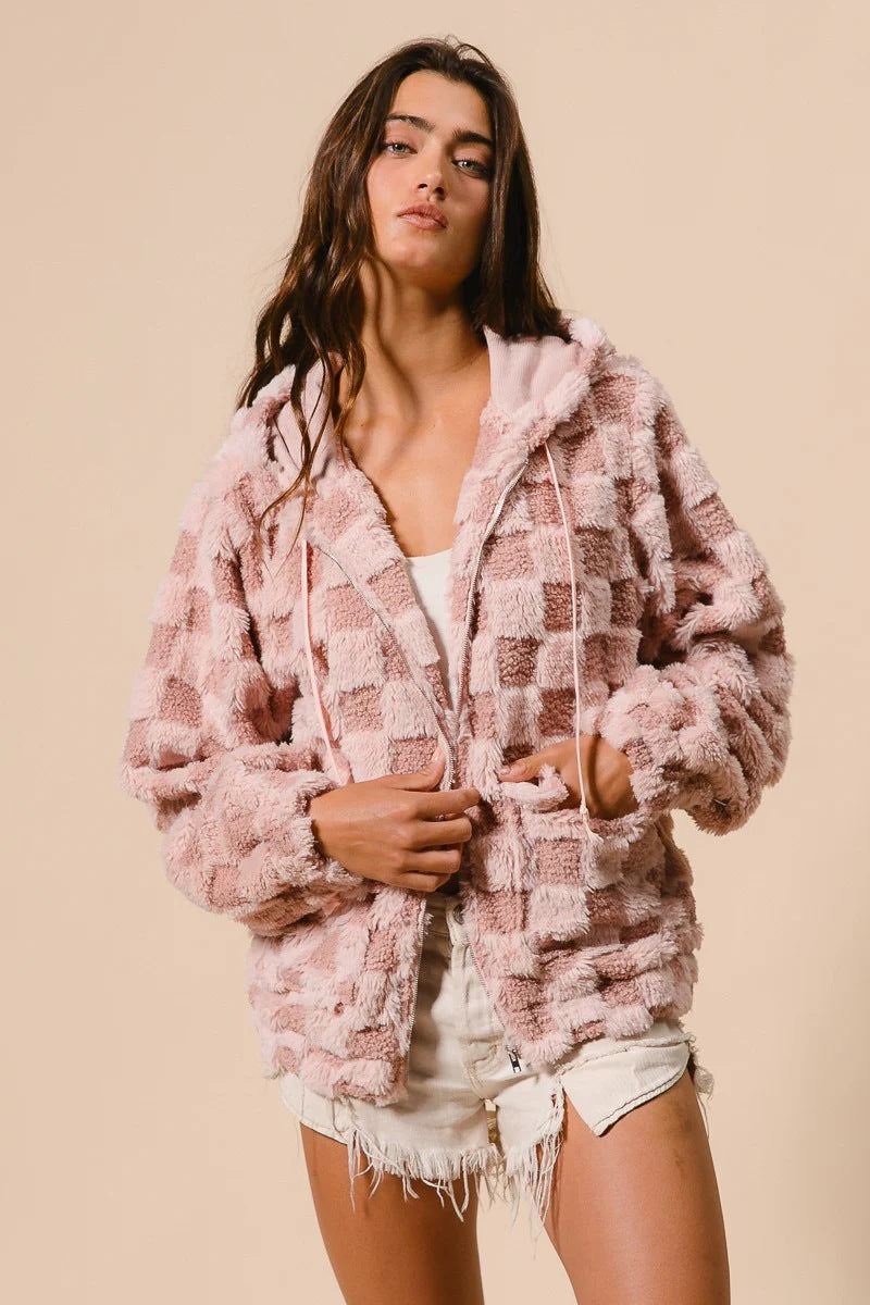 CozyPlaid Zip Hoodie