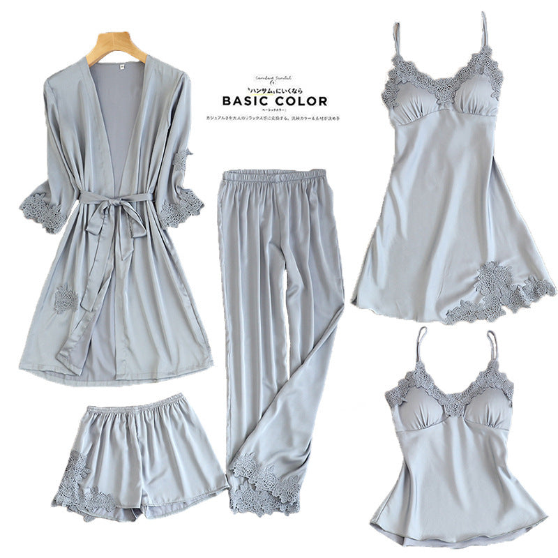 Women's Imitated Silk Pajamas Suit