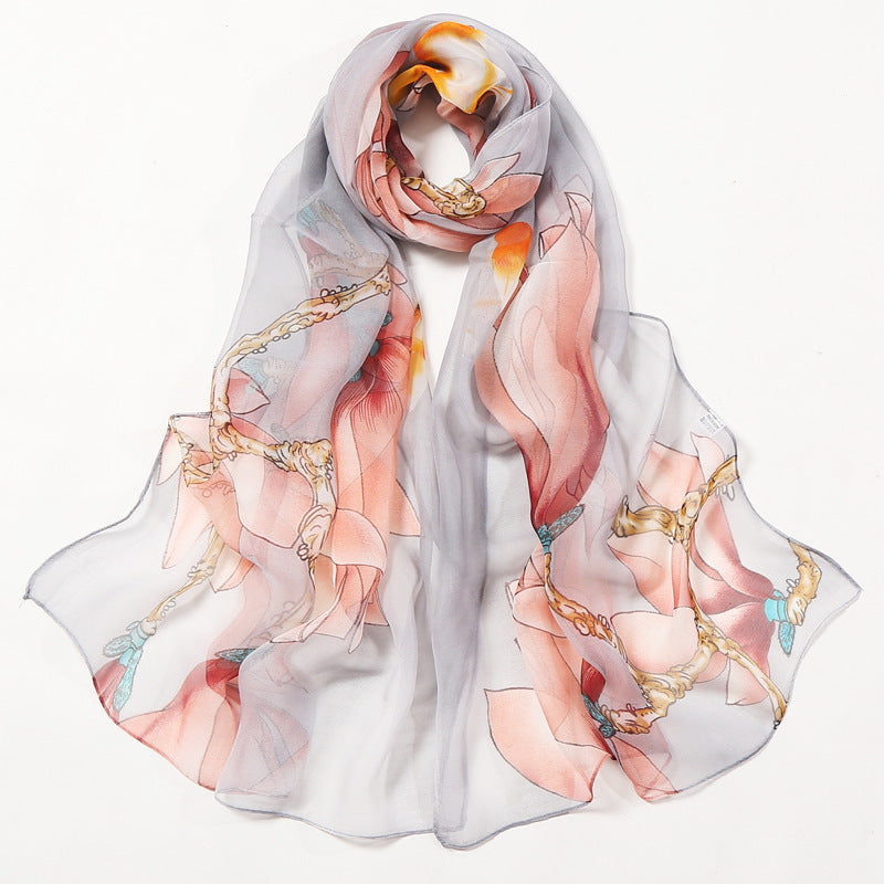 Summer Sunscreen Simulation Silk Beach Towel All-match Scarf