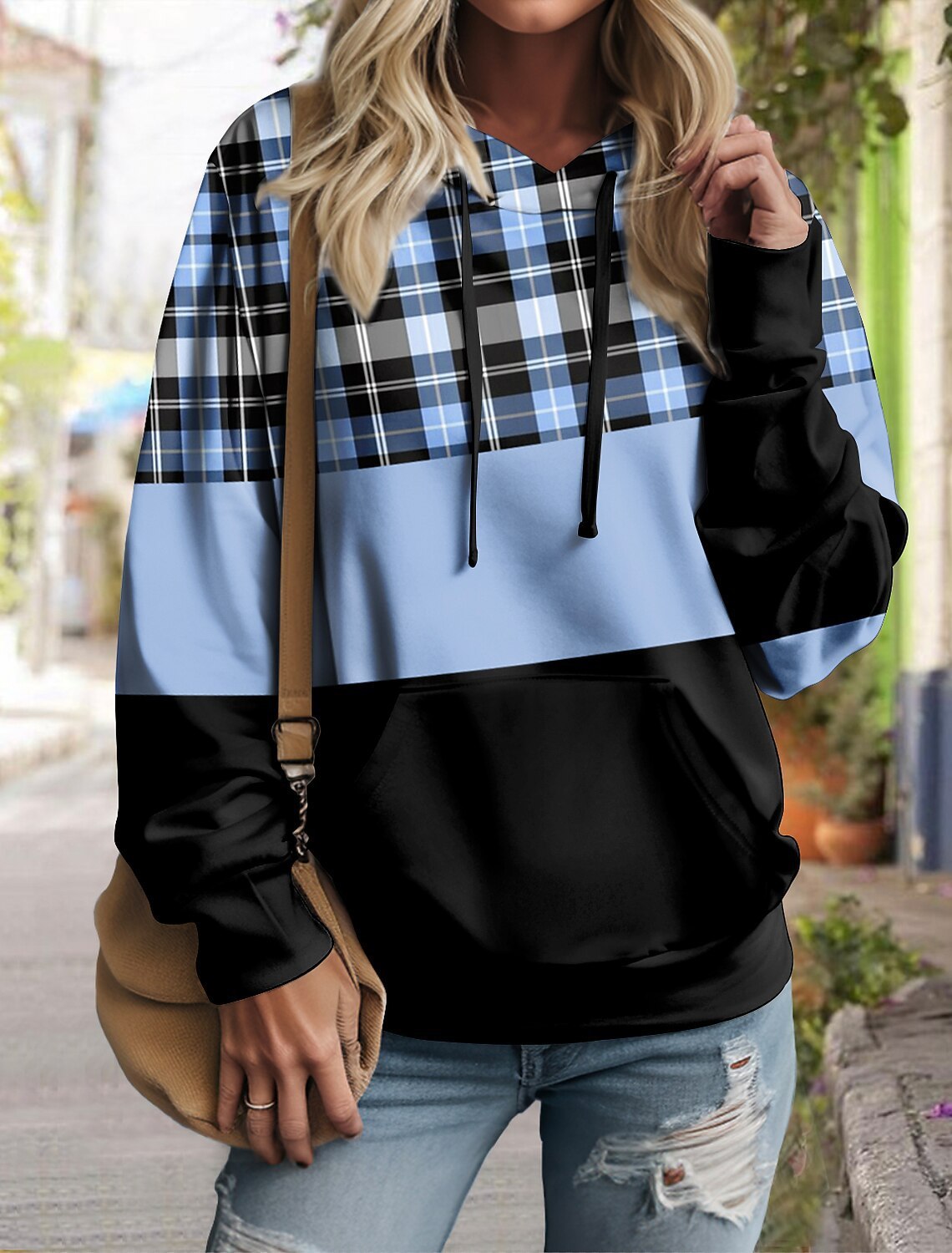 PlaidFusion Pullover Hoodie