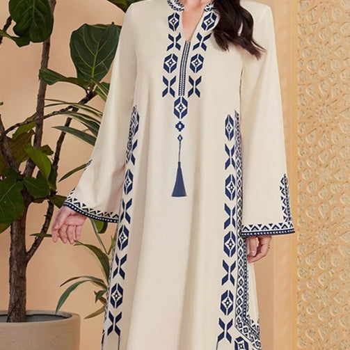Desert Bloom V-Neck Robe Dress