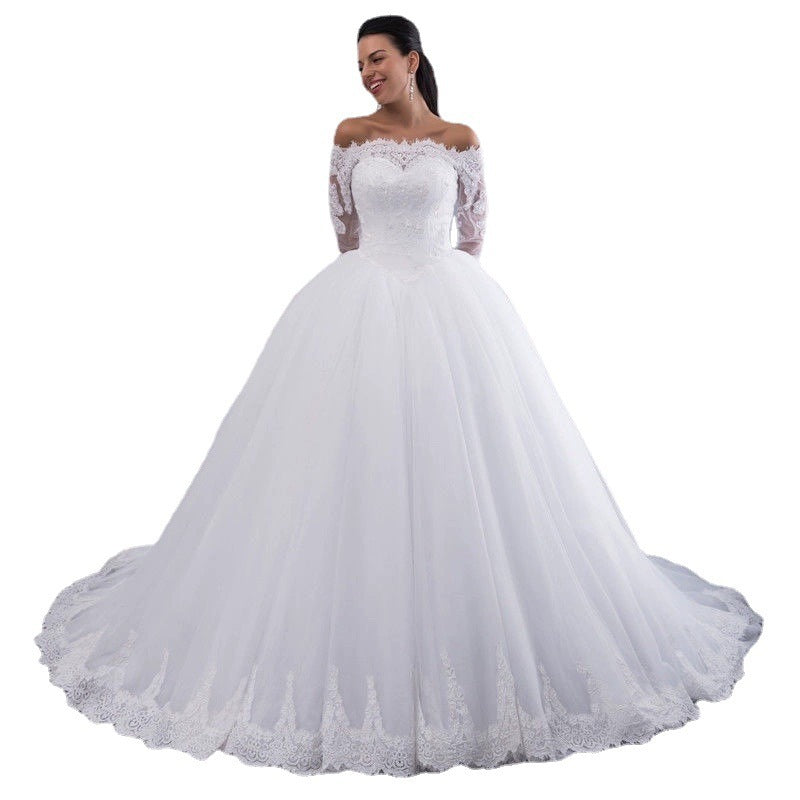 Ethereal Bloom – Lace Cathedral Train Bridal Gown