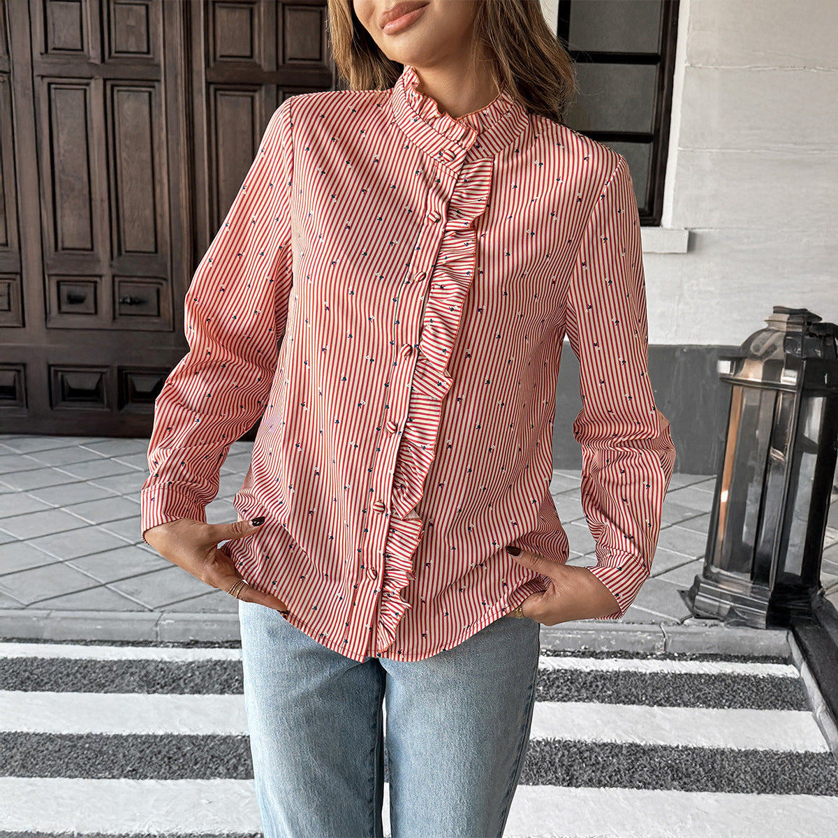 Marivelle Stripe Frill Shirt