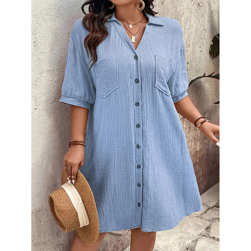 Coastal Ease Cotton Shirt Dress