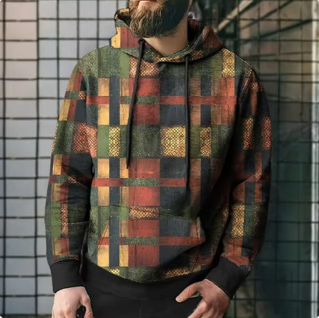 PlaidFusion Hooded Sweatshirt