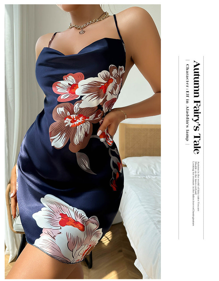Ice Silk Temptation Backless Strap Nightdress