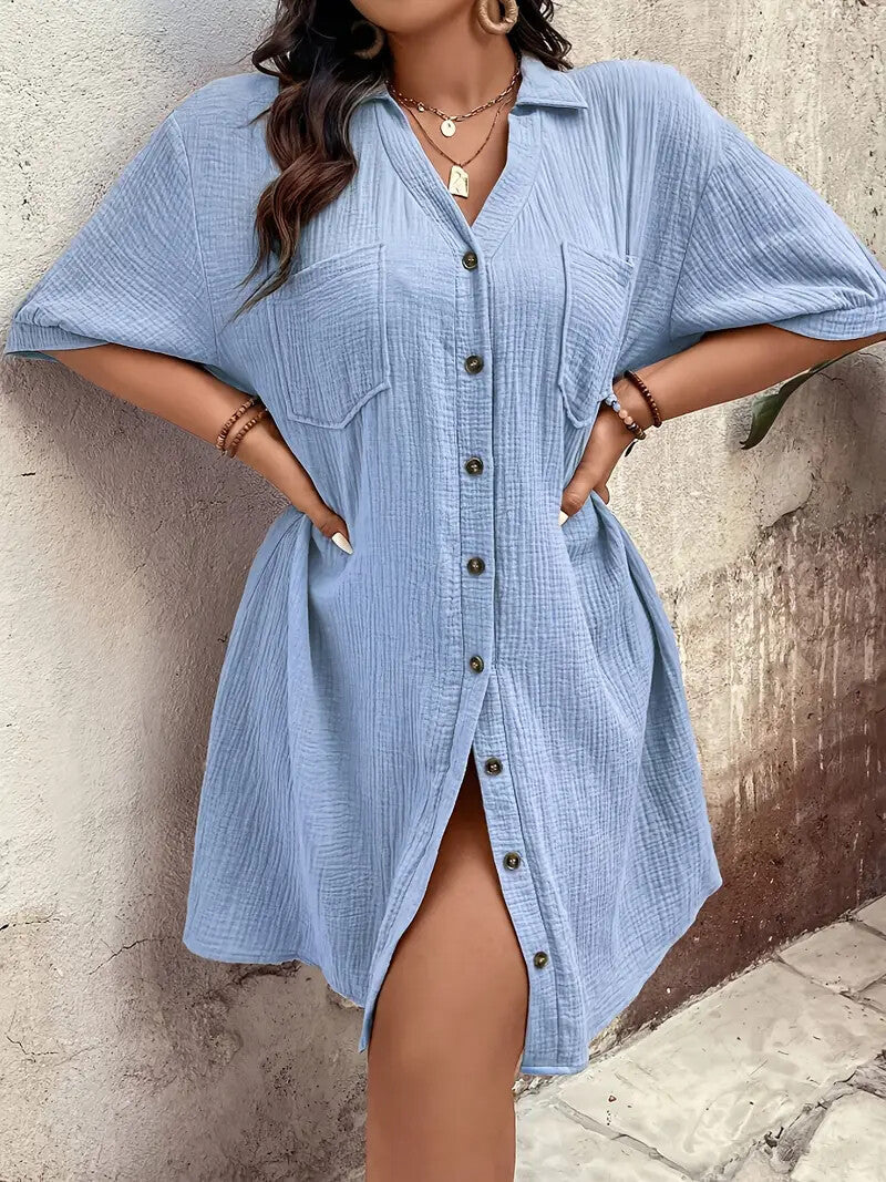 Coastal Ease Cotton Shirt Dress