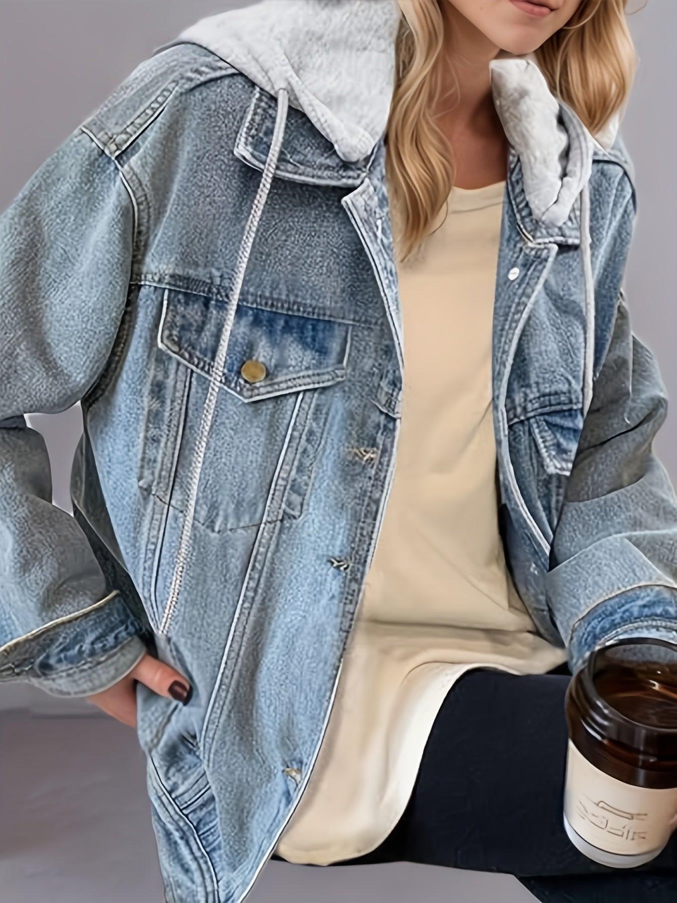 RetroLoom Oversized Hooded Denim Jacket