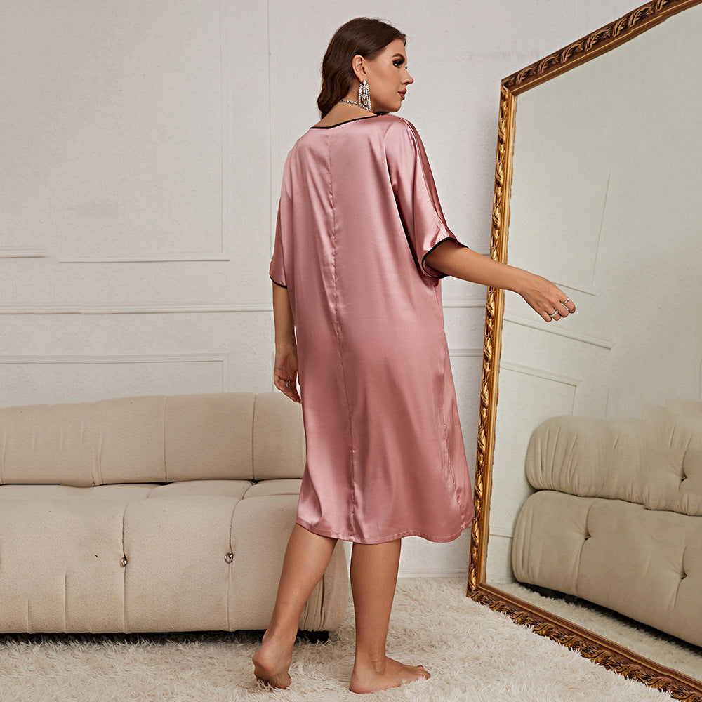 Round Neck Dress Sexy Nightdress Women's Ice Silk
