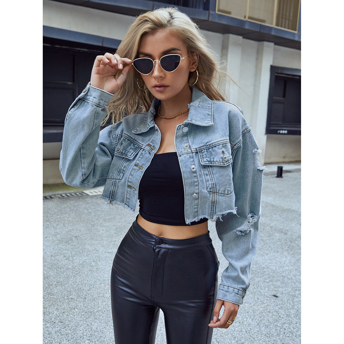 UrbanEase Cropped Denim Jacket