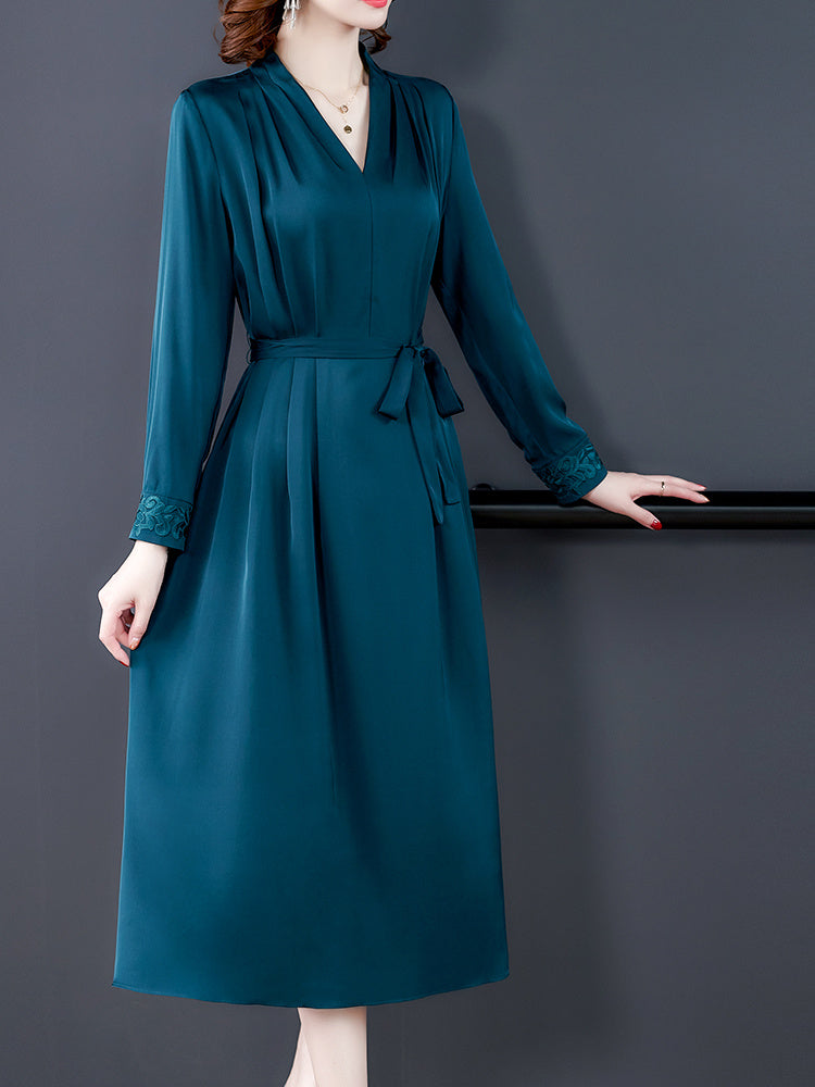 Heavy Silk Long-sleeved Dress Silk Spring Dress