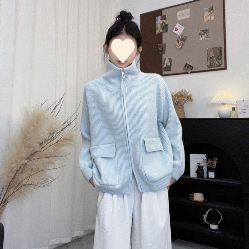 ZyraKnit Dual-Zip Cardigan Coat