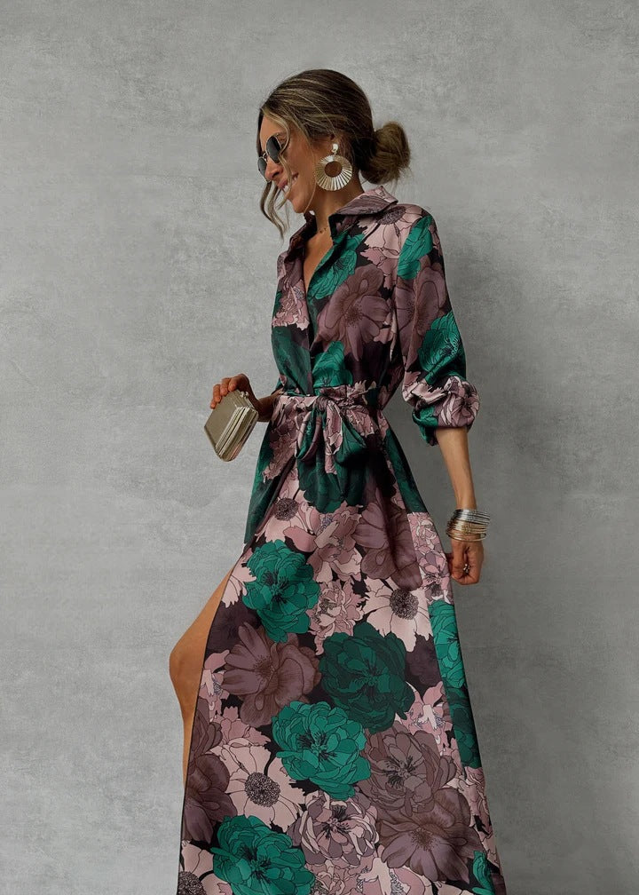 Cintra Bloom Lace-Up Maxi Dress