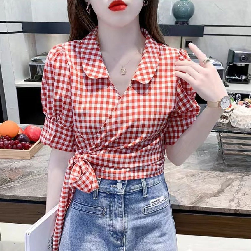ChériePlaid Puff Shirt