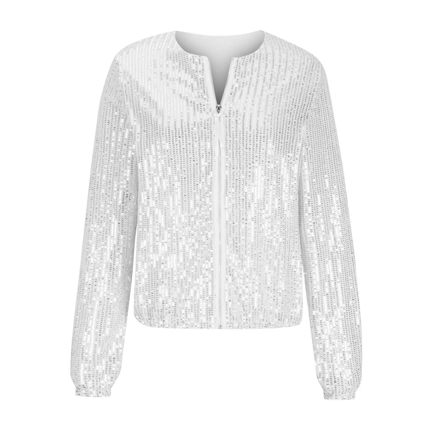 GlimmaZip Sequin Crop Jacket