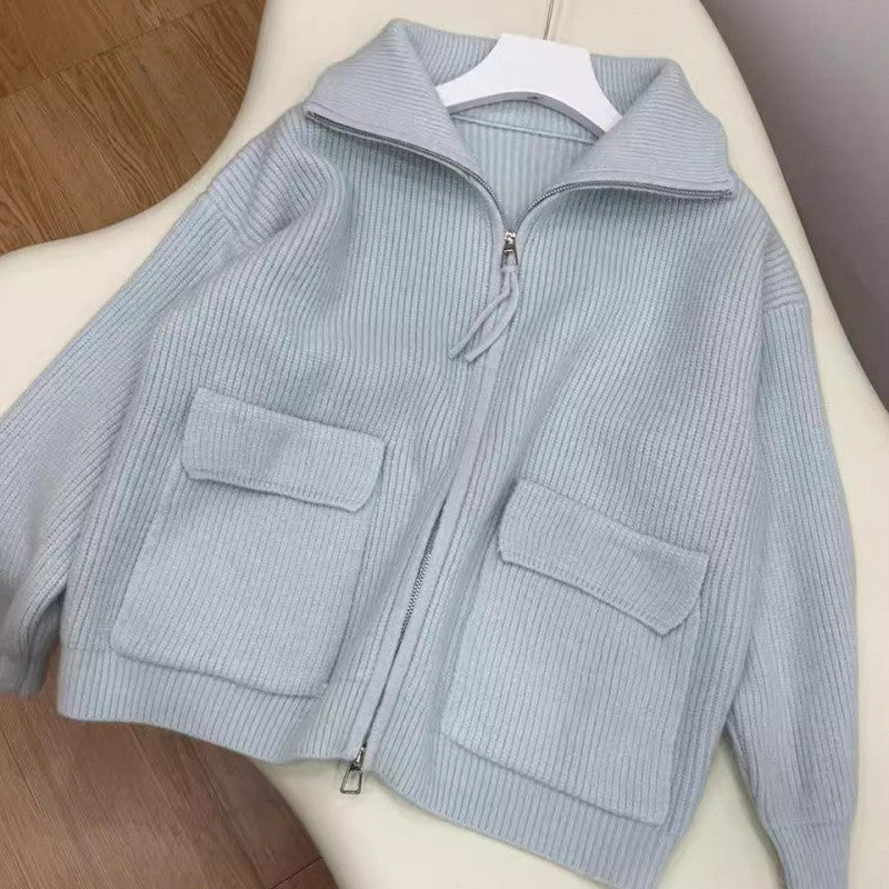 ZyraKnit Dual-Zip Cardigan Coat