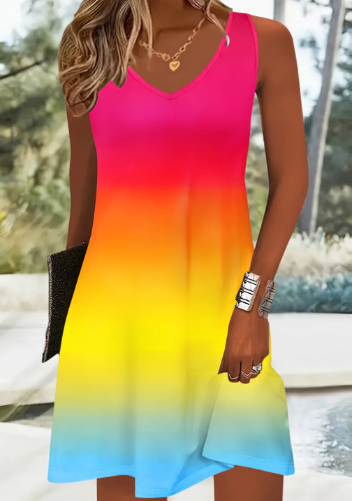Sunset Mirage V-Neck Dress
