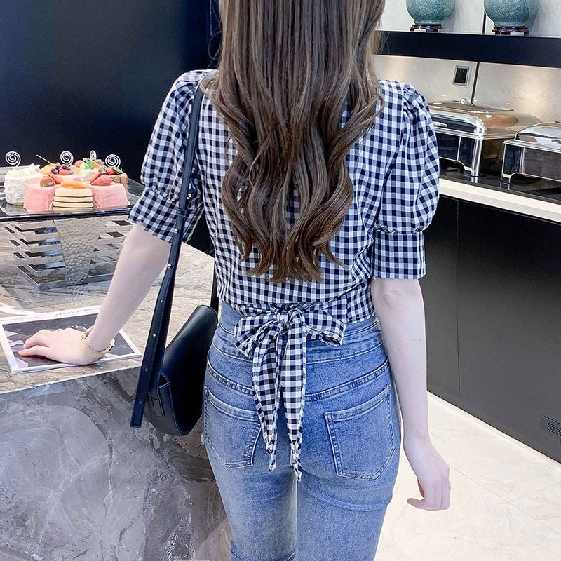 ChériePlaid Puff Shirt