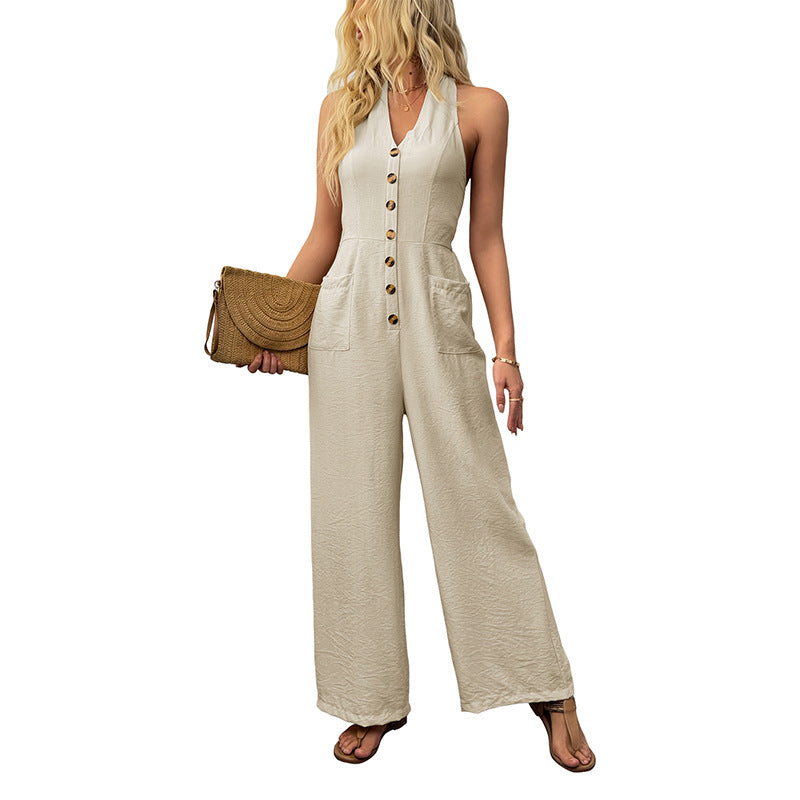 LineaFlow Wide-Leg Halter Jumpsuit