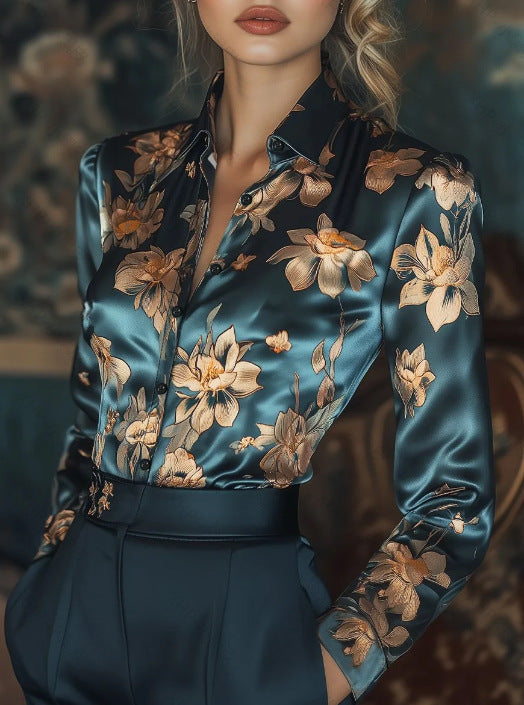 Golden Bloom Lapel Shirt