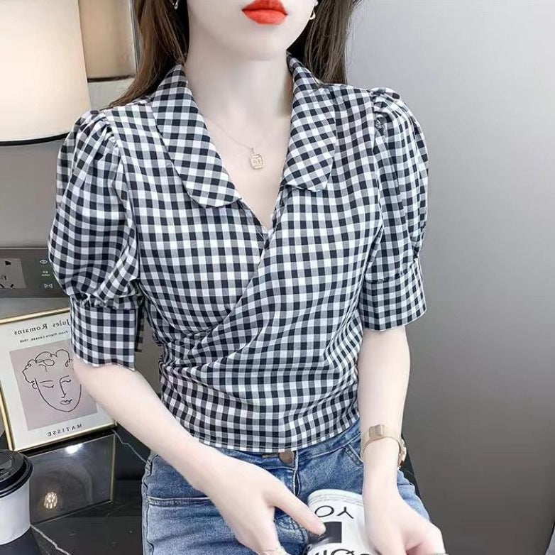 ChériePlaid Puff Shirt