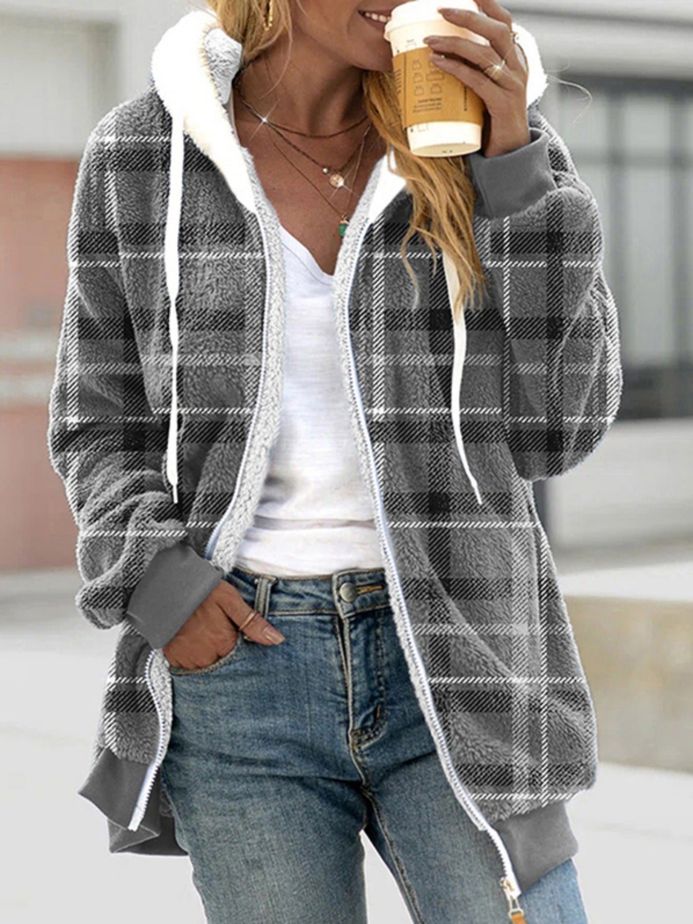 LumberLuxe Plaid Plush Coat