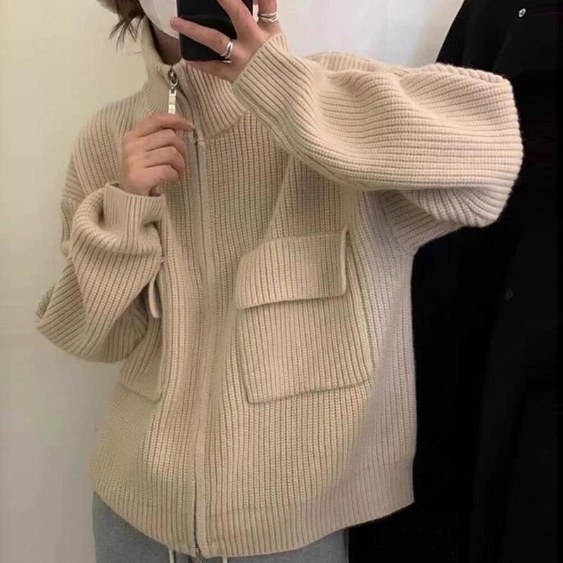 ZyraKnit Dual-Zip Cardigan Coat