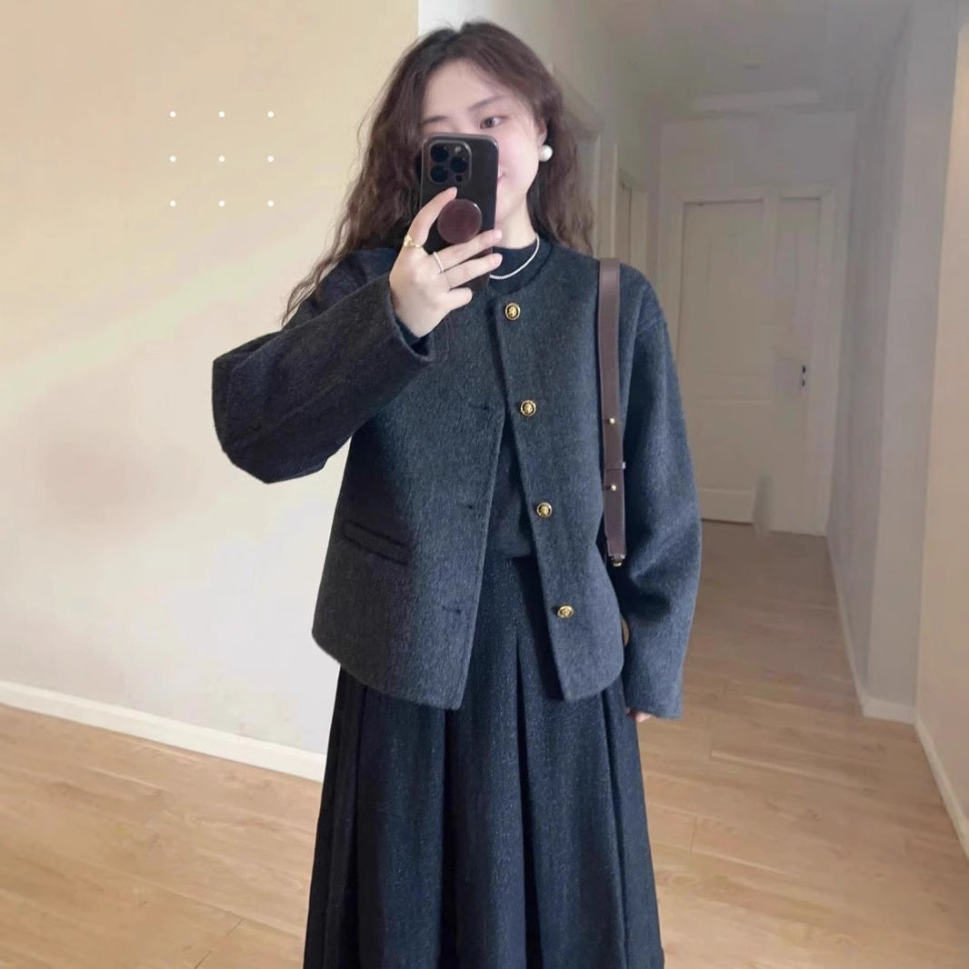 LanaMist Woolen Crop Coat