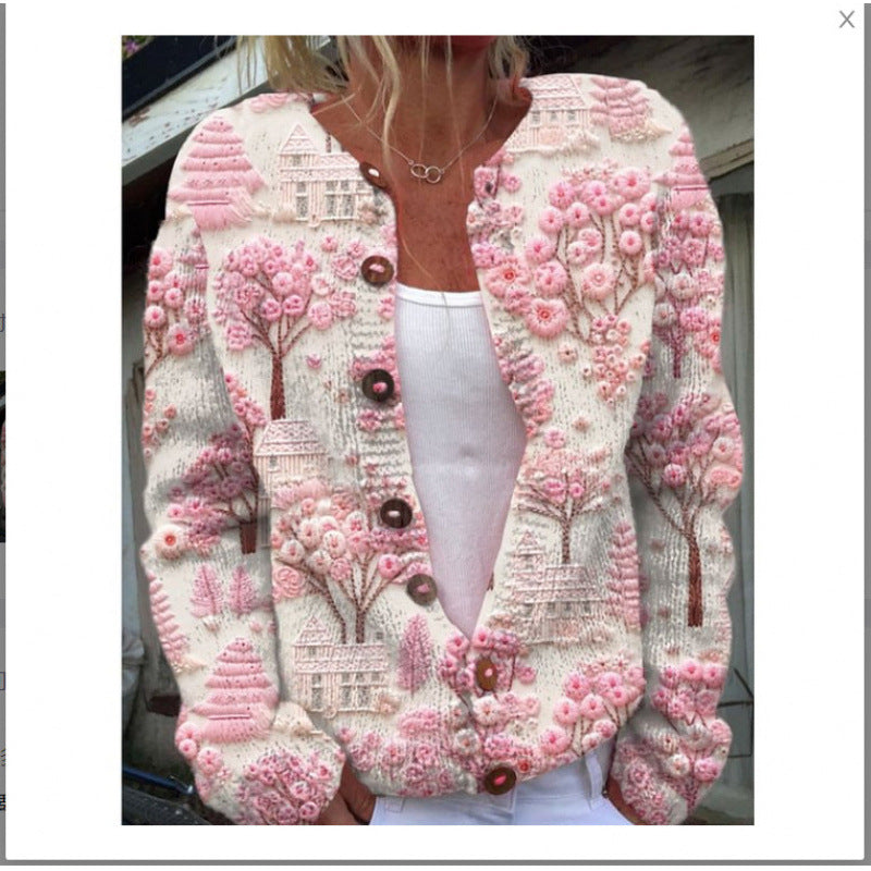 PixelAura Printed Cardigan Coat