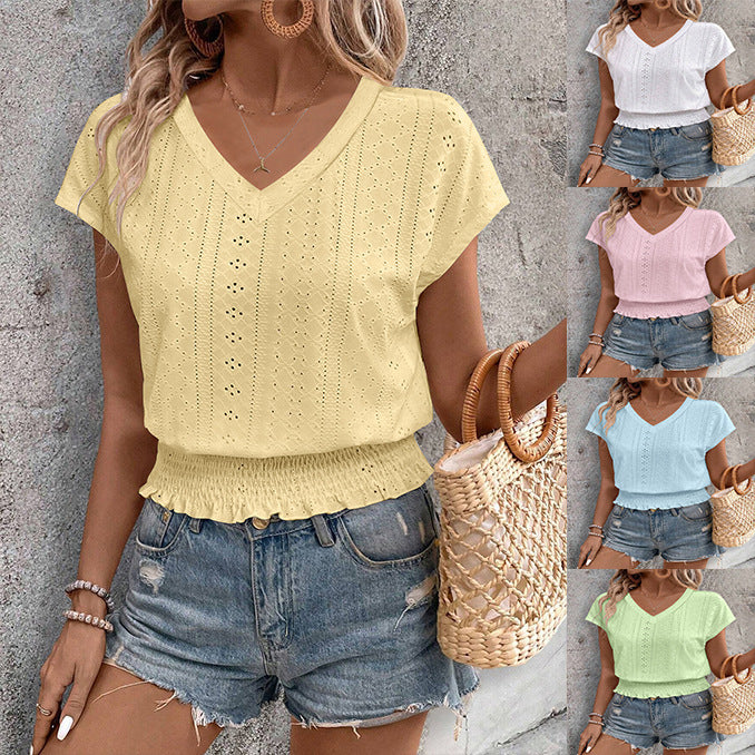 Airelace Smocked V-Neck Tee